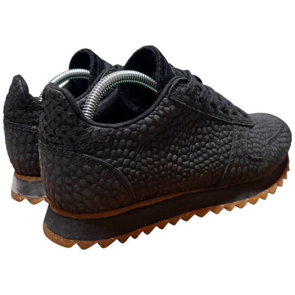 WODEN Ydun Croco II Sneaker Women Size US 5.5 Black Textured Leather Shoe *READ - Picture 8 of 16
